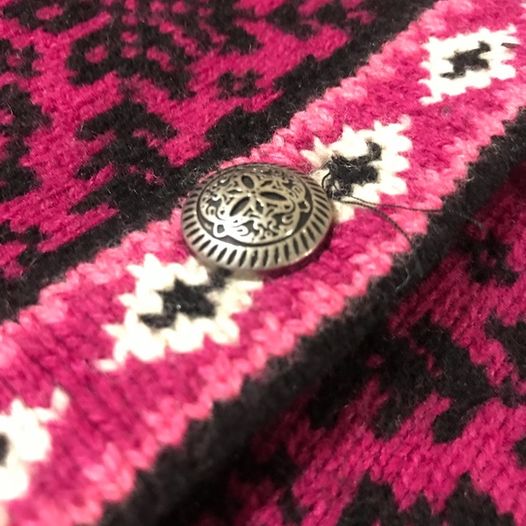 L.L. Bean Pink & Black Nordic Snowflake Sweater - Picture 3 of 7